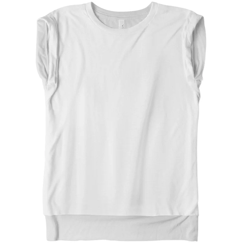 Ladies Flowy Rolled Cuff Muscle Tee