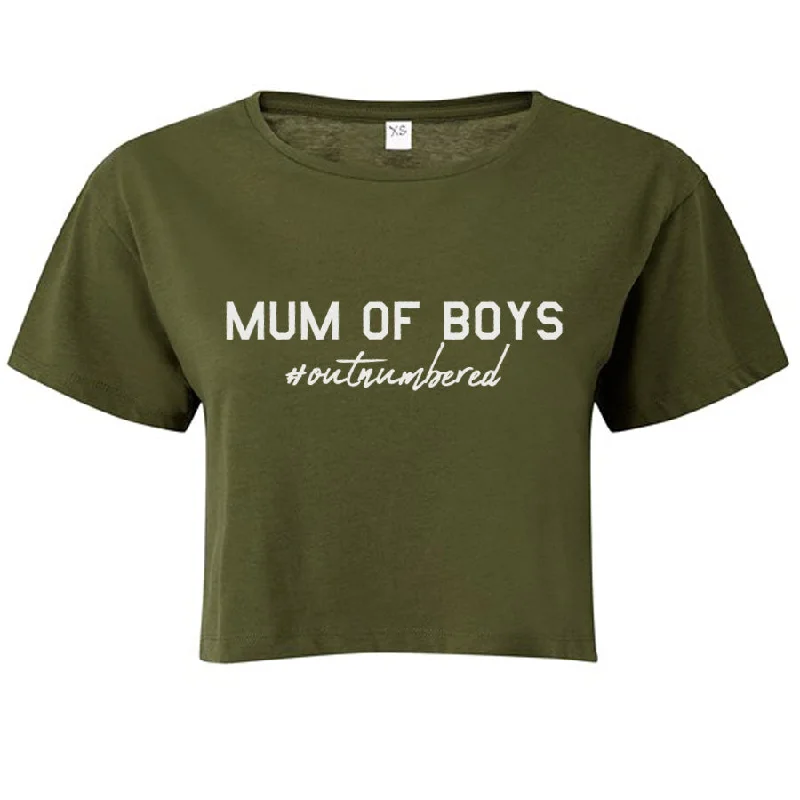 Mum Of Boys Outnumbered Crop T-Shirt