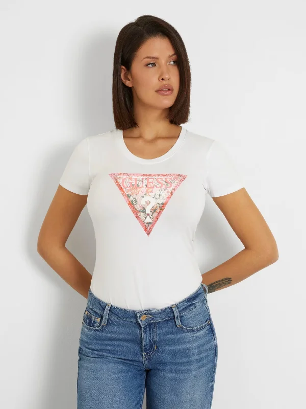 SATIN FLOWER LOGO TRIANGLE TEE