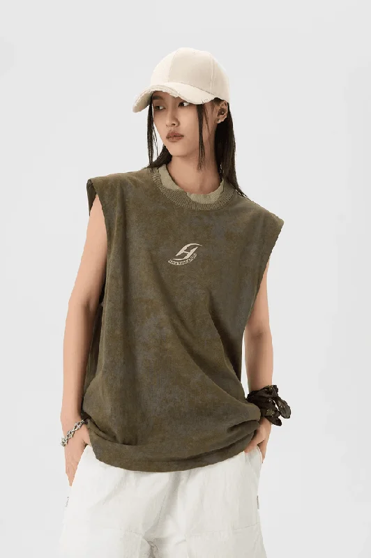 Sleeveless Tee With Camouflage Print Vest