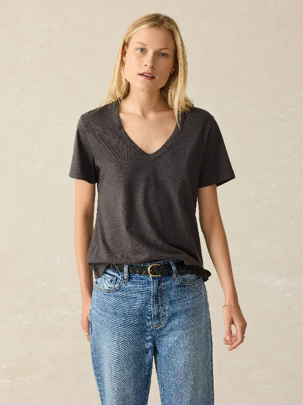 Sunwashed V-Neck Tee - Washed Black