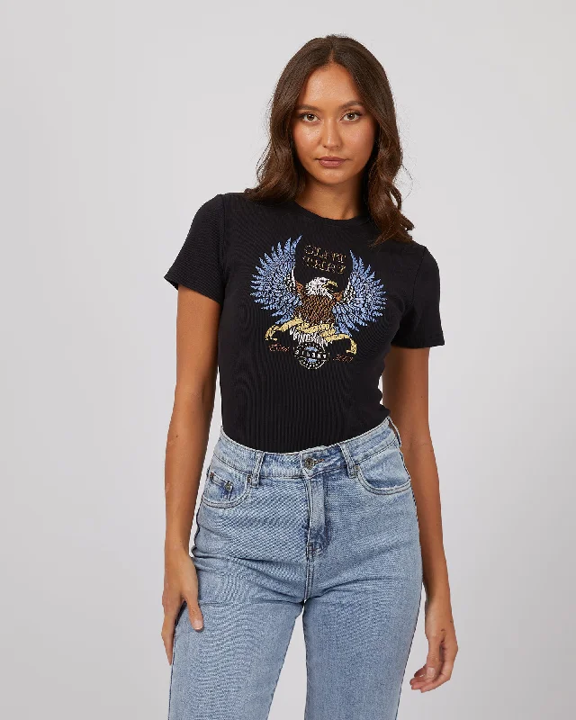 Wing Power Baby Tee Washed Black