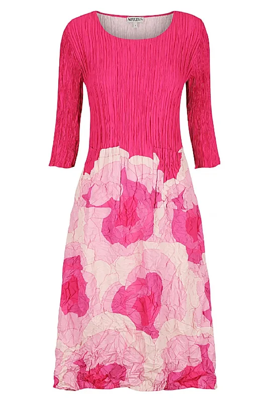3/4 Sleeve Smash Pocket Dress | Pink Roses
