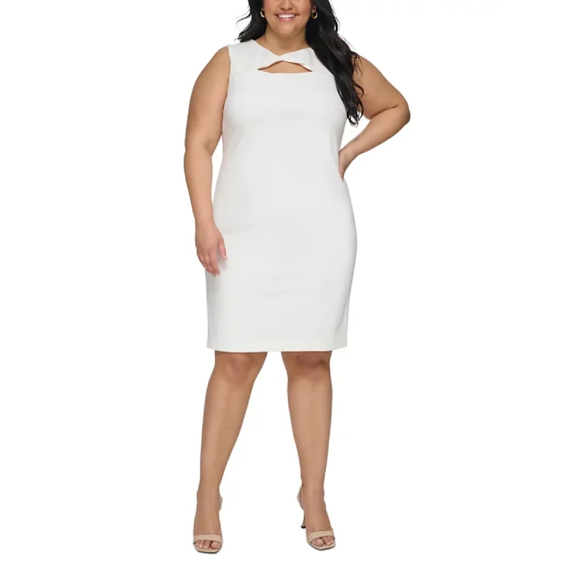 Calvin Klein Women's Plus Cut Out Twist-Front Round Neck Sheath Mini Dress Cozy Satin Mini Dress Calvin Klein Women's Plus Cut Out Twist-Front Round Neck Sheath Mini Dress Cozy Satin Mini Dress
