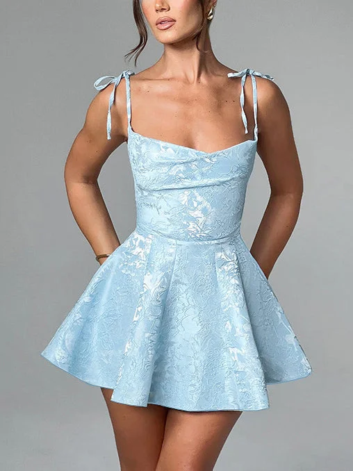Jacquard Texture Suspender Charming Slimming A-Hem Mini Dress Elegant Floral-Print Mini Dress Jacquard Texture Suspender Charming Slimming A-Hem Mini Dress Elegant Floral-Print Mini Dress