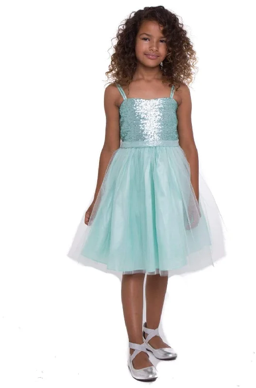 Grey Sequin Top Dress With Tulle Skirt