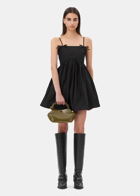 Cotton Poplin Strap Mini Dress Comfortable Linen Mini Dress