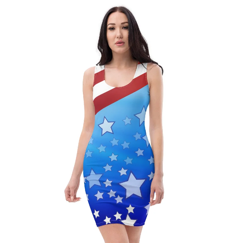 Freedom Chic Stars and Stripes Patriotic Comfort Dress, lioness-love