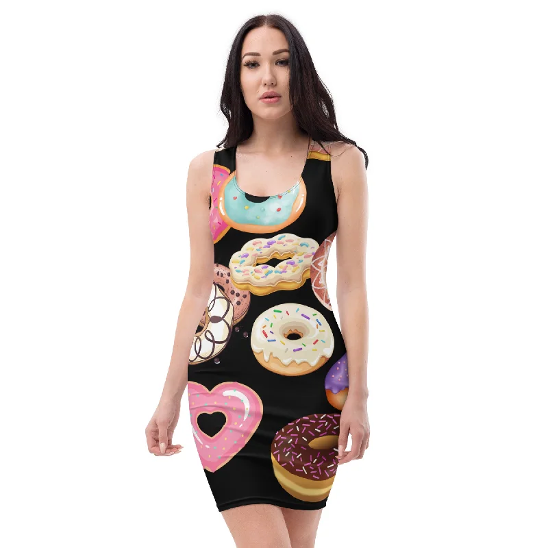 Indulge in Sweet Style Delicious Donuts Fitted Dress, lioness-love