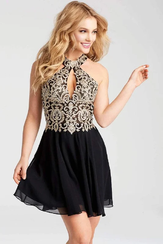 Jovani - JVN53177 Embellished Keyhole Fit and Flare Cocktail Dress