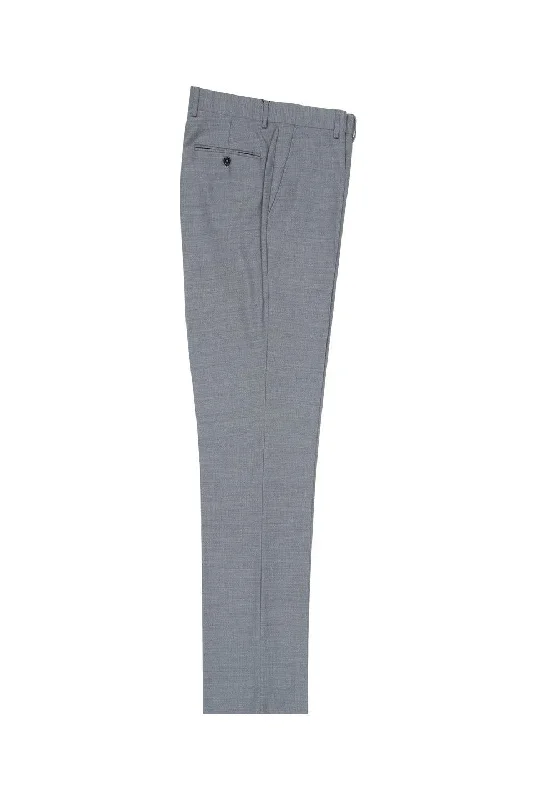 Light Gray Flat Front Slim Fit Wool Dress Pant