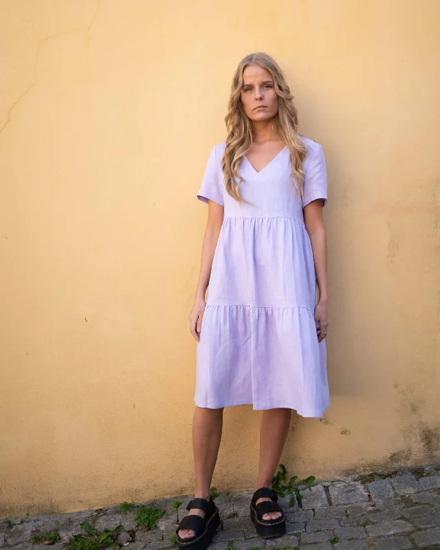 Linen Layer Dress Lupine Purple