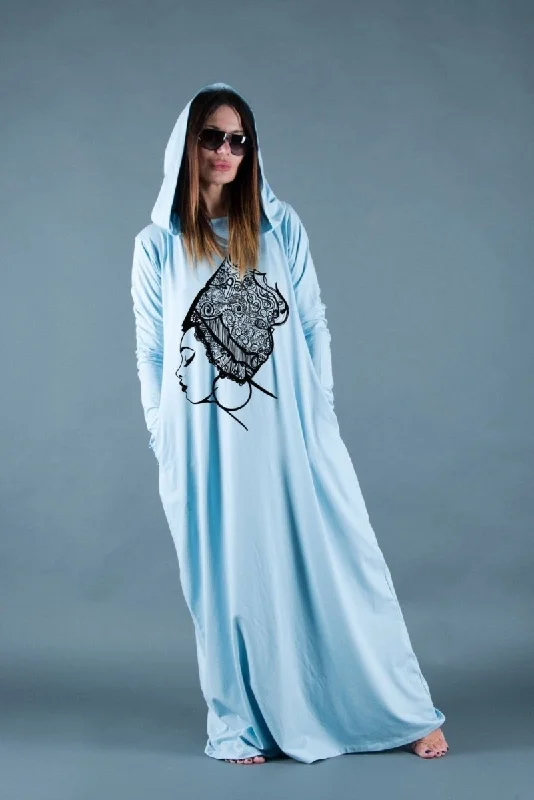 Light blue with black print
