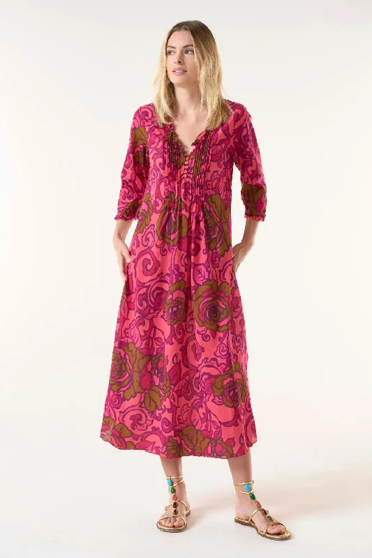 Long Poppy Dress | San Sebastian | Hot Coral