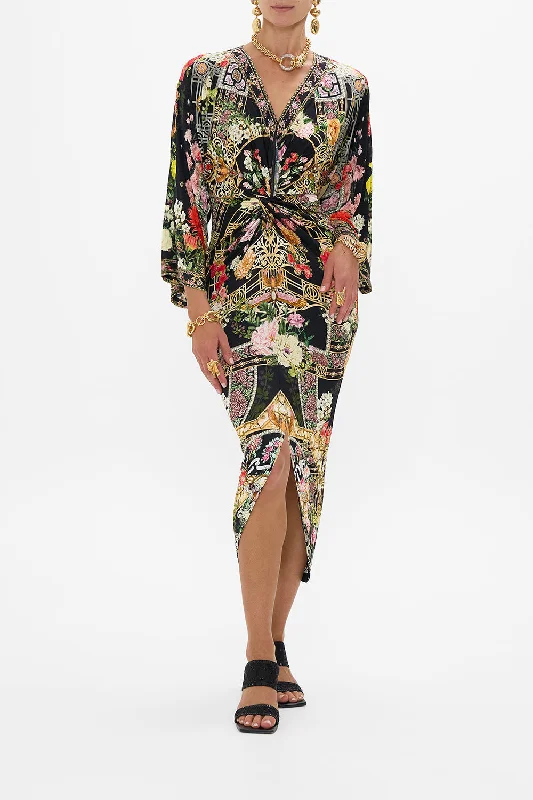 LONG SPLIT FRONT TWIST DRESS