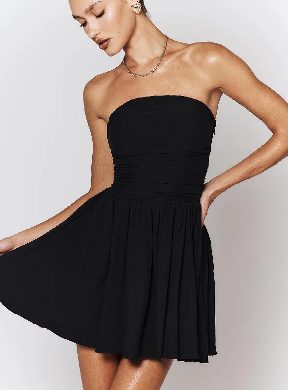 Rashida Strapless Mini Dress Black Cozy A-Line Mini Dress