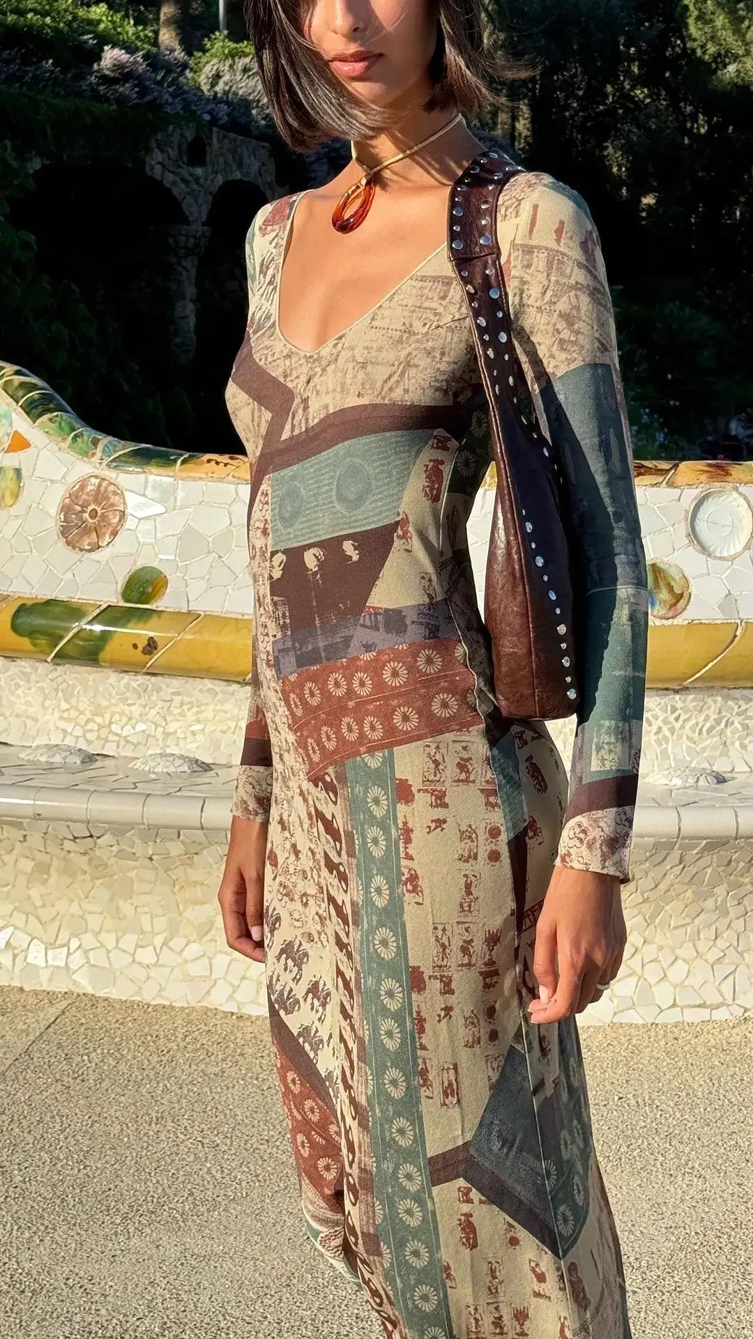 Retro Vacation Summer Long Dress