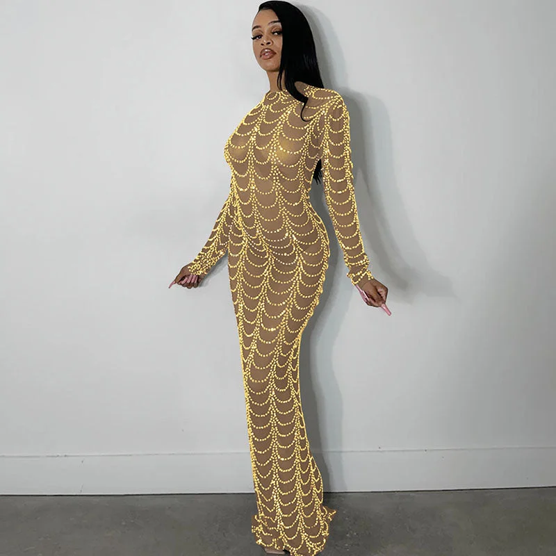 Sheer Rhinestone Dress