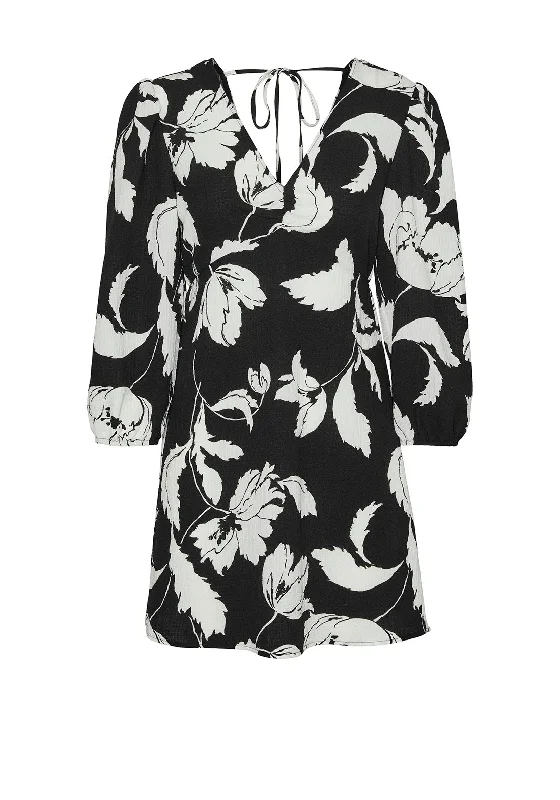 Vero Moda Macha Floral Mini Dress, Black Elegant Silk Mini Dress