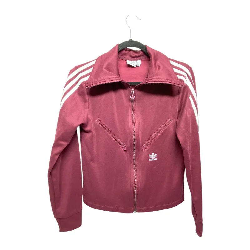 Athletic Jacket By Adidas In Maroon, Size: S