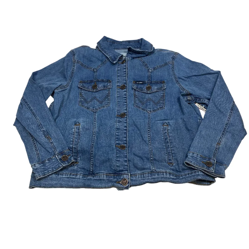 Jacket Denim By Wrangler In Blue Denim, Size: Xl