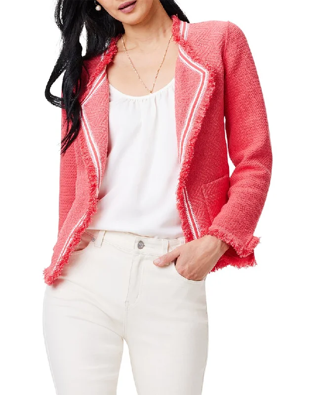 NIC+ZOE Ribbon Trim Fringe Mix Knit Jacket