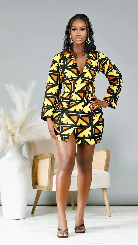 Okolie African Tribal Print Blazer Mini Dress