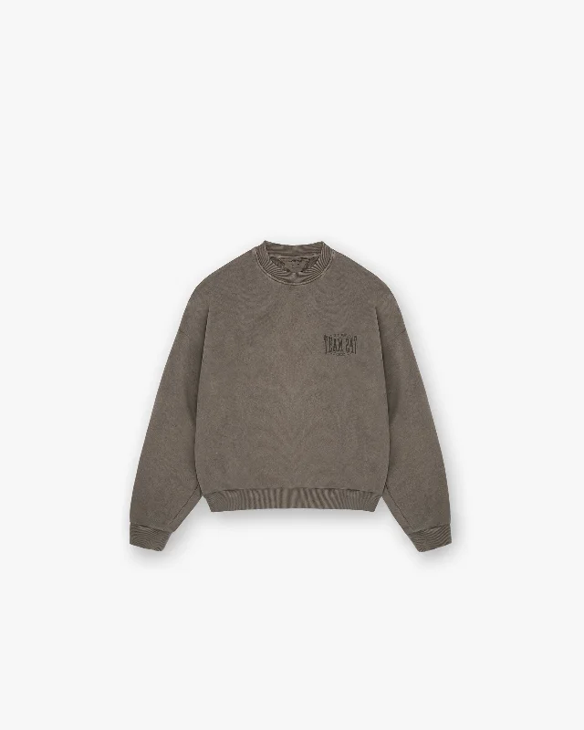 247 X Everlast Training Camp Boxy Sweater - Washed Brown Houndstooth Herringbone Solid 247 X Everlast Training Camp Boxy Sweater - Washed Brown Houndstooth Herringbone Solid