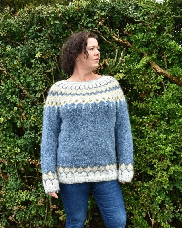 Cecilia Lettlopi Blue Wool sweater - Knitting Kit Cotton Fabric Linen Fabric Terry Fabric Cecilia Lettlopi Blue Wool sweater - Knitting Kit Cotton Fabric Linen Fabric Terry Fabric