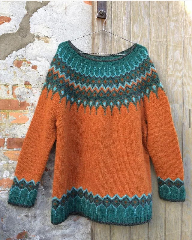 Cecilia Lettlopi Orange Wool sweater - Knitting Kit Open Front Closed Front Wrap Front Cecilia Lettlopi Orange Wool sweater - Knitting Kit Open Front Closed Front Wrap Front