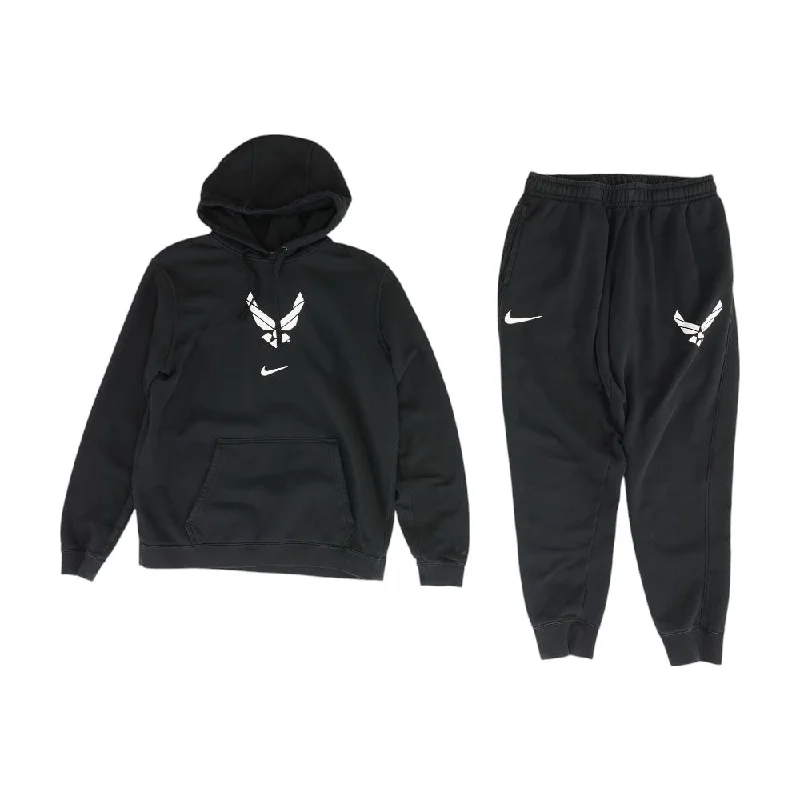 Black Solid Hoodie and Sweatpants Set Hoodie with Hem Elastic Stretchable Comfortable Black Solid Hoodie and Sweatpants Set Hoodie with Hem Elastic Stretchable Comfortable