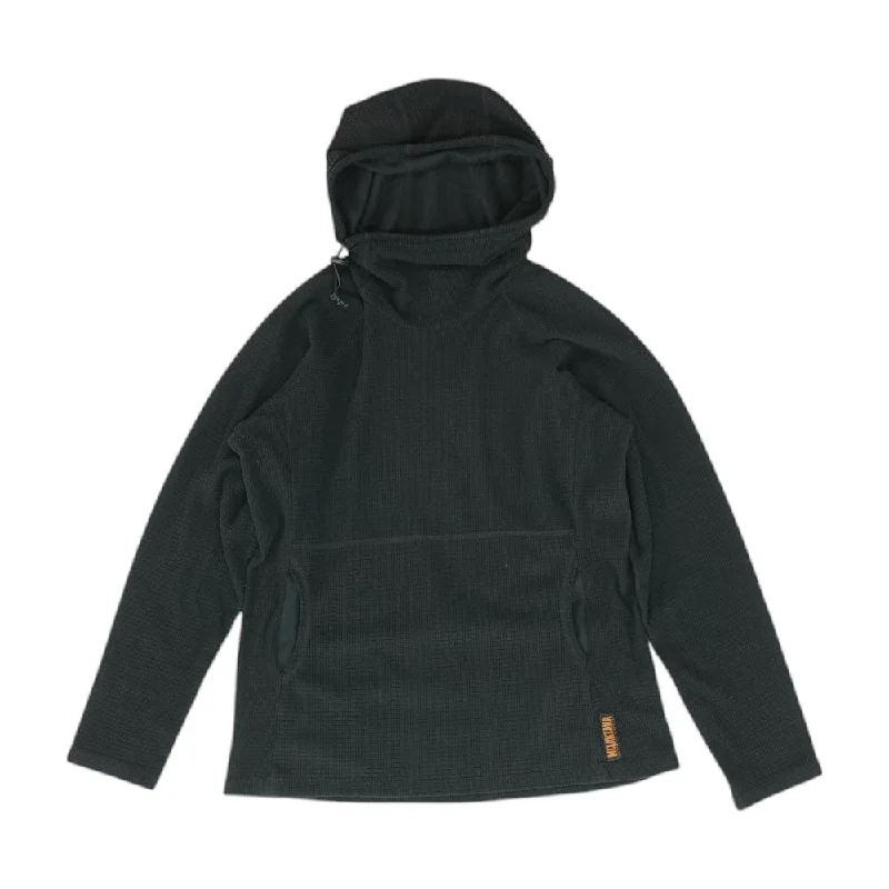 Black Solid Sweatshirt Hoodie with Side Slits Relaxed Casual