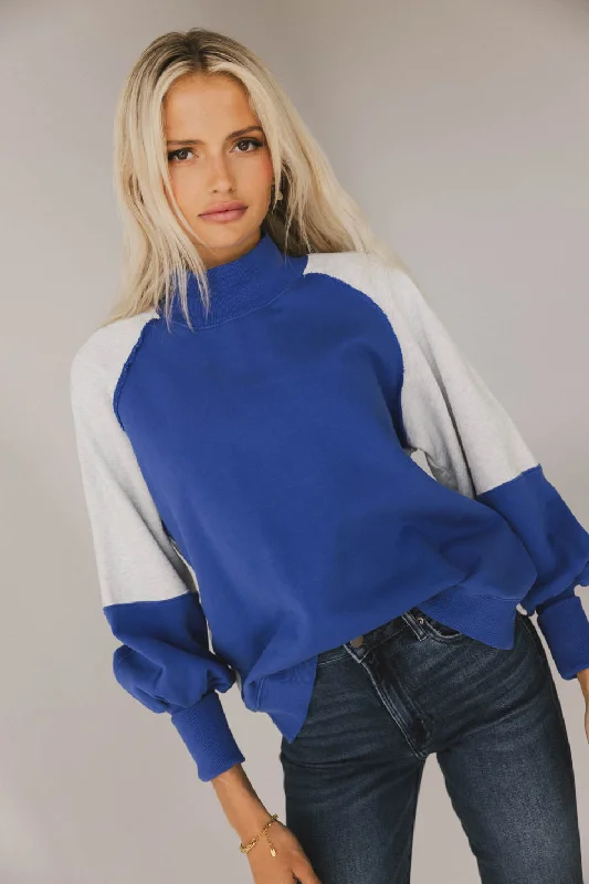 Drew Colorblock Sweatshirt in Blue Hoodie with Emblem Brand Identity