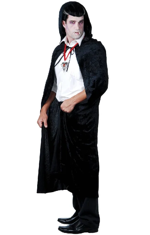 Hooded Black Velvet Halloween Costume Cape Hoodie with Pastel Soft Subtle