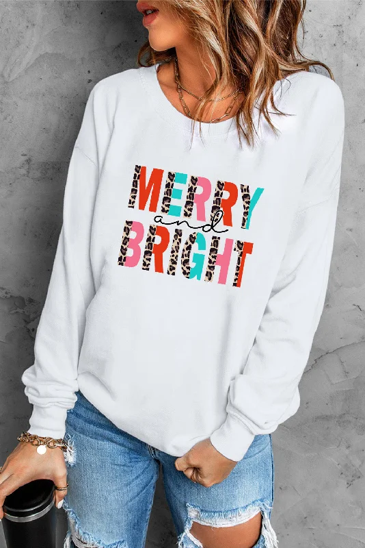 MERRY AND BRIGHT Graphic Sweatshirt Hoodie with Slim Fit Tailored Modern