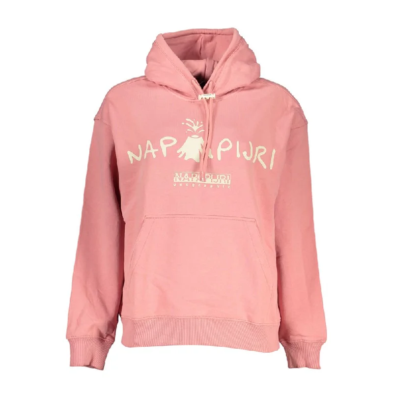 Napapijri Chic Pink Hooded Cotton Sweatshirt Hoodie with Magnetic Closure Innovative Modern Napapijri Chic Pink Hooded Cotton Sweatshirt Hoodie with Magnetic Closure Innovative Modern