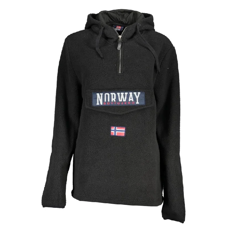 Norway 1963 Elegant Black Half Zip Hooded Sweatshirt Hoodie with Hem Patch Decorative Personalized Norway 1963 Elegant Black Half Zip Hooded Sweatshirt Hoodie with Hem Patch Decorative Personalized