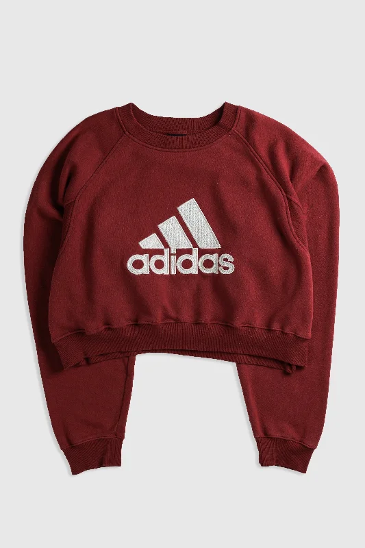 Rework Adidas Crop Sweatshirt - 2XL Hoodie with Turtle Neck Cozy Winter