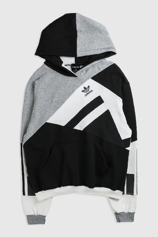 Rework Adidas Patchwork Sweatshirt - M Hoodie with Pocket Utility Practical