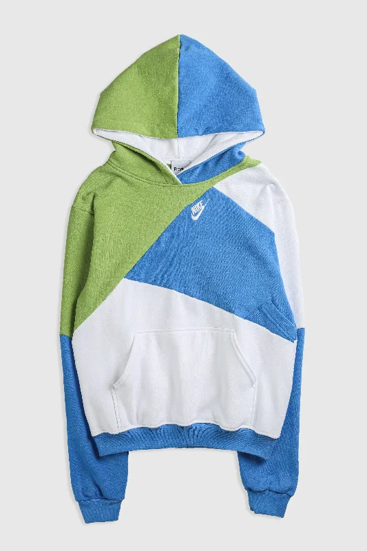 Rework Nike Patchwork Sweatshirt - XS Hoodie with Snap Buttons Easy Quick