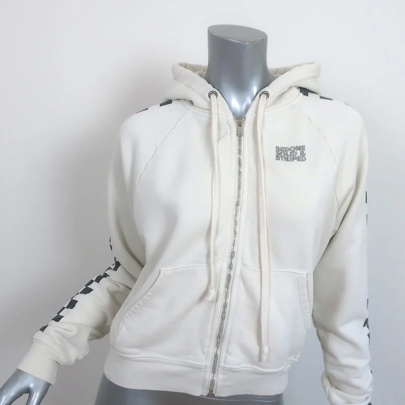 Solid & Striped x RE/DONE Malibu Zip-Up Hoodie Sweatshirt Dirty White Size Small Hoodie with Pattern Geometric Abstract Solid & Striped x RE/DONE Malibu Zip-Up Hoodie Sweatshirt Dirty White Size Small Hoodie with Pattern Geometric Abstract