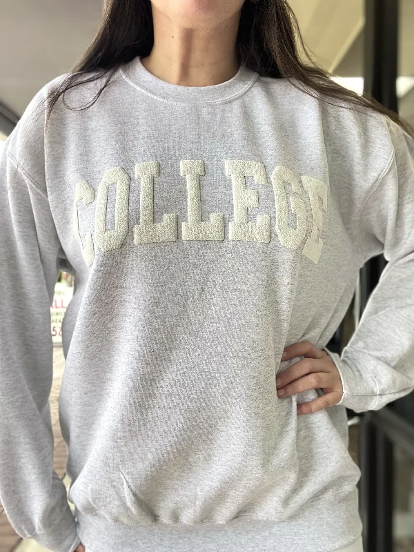 College Puff Crew Sweatshirt Hoodie with Logo Branding Identity