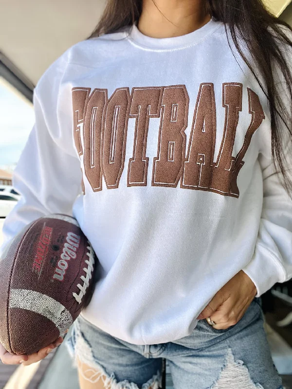 Puff Print Football Sweatshirt Hoodie with Raglan Sleeves Sporty Comfortable