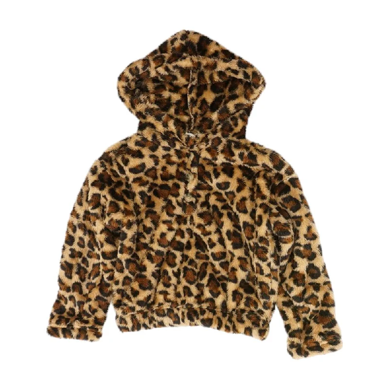 Brown Animal Print Hoodie Hoodie with Cropped Fit Short Trendy