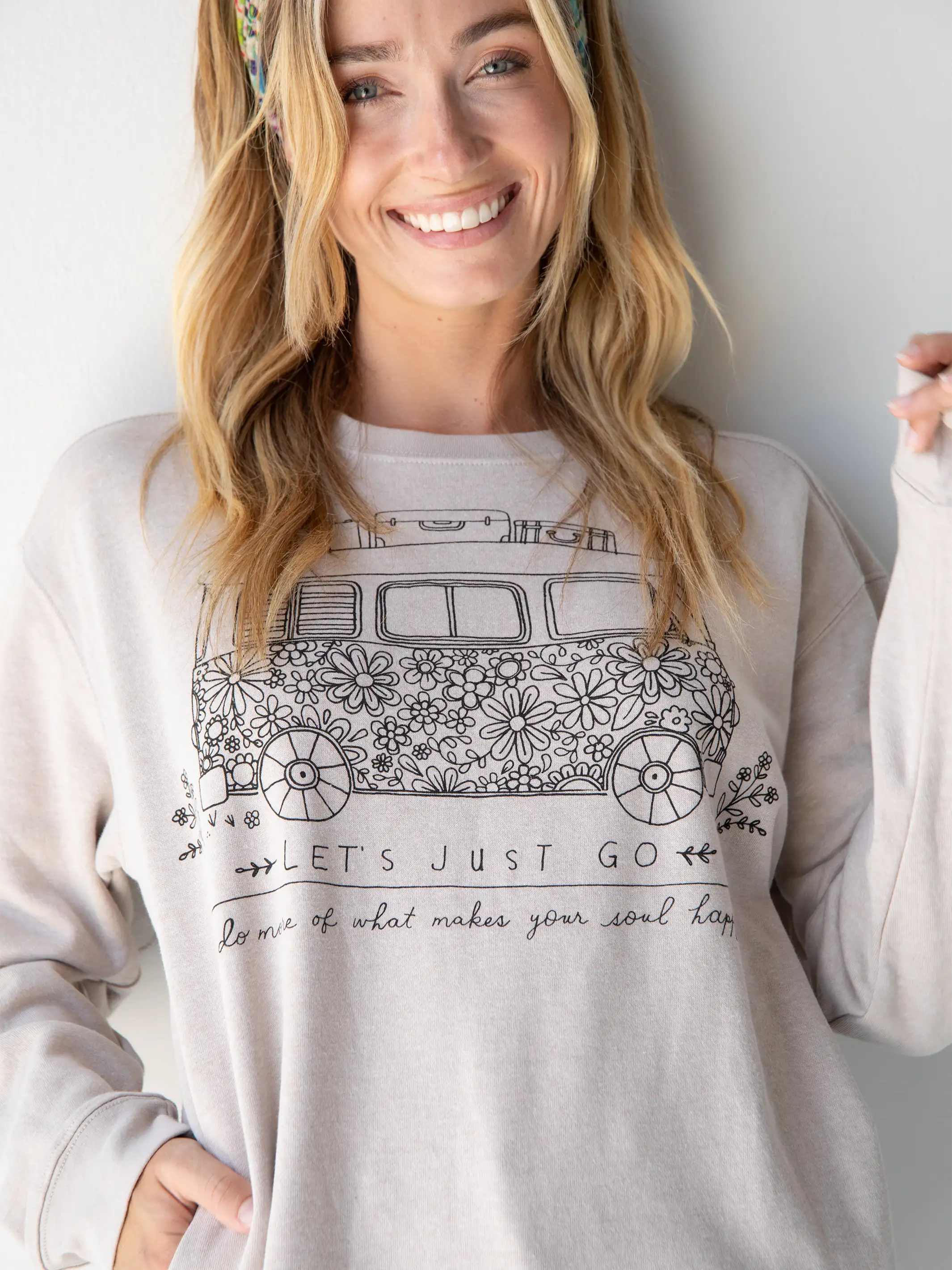Comfy Pocket Sweatshirt - Let's Just Go Van Hoodie with Velcro Closure Adjustable Secure Comfy Pocket Sweatshirt - Let's Just Go Van Hoodie with Velcro Closure Adjustable Secure