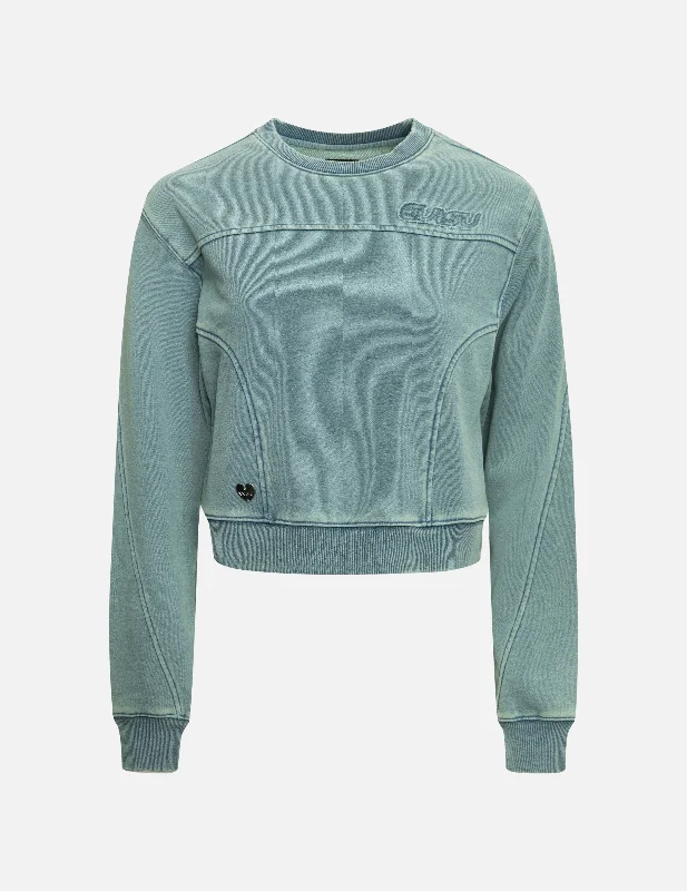 Distressed Appliqué Embroidery Washed Fashion Fit Cropped Sweatshirt Hoodie with Cropped Fit Short Trendy Distressed Appliqué Embroidery Washed Fashion Fit Cropped Sweatshirt Hoodie with Cropped Fit Short Trendy