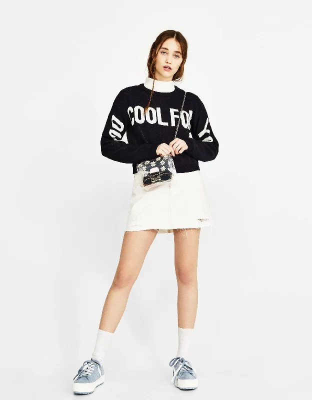 Hoodie with slogan Hoodie with Hem Ribbing Snug Secure
