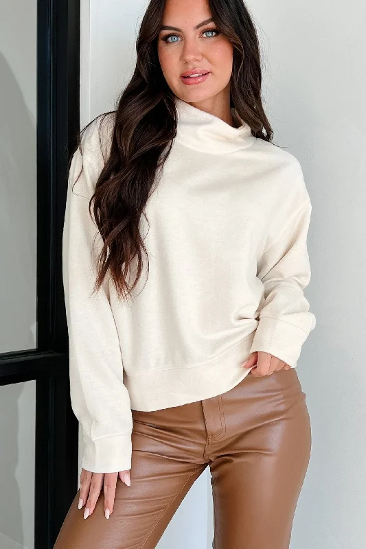 Keep Your Promise Funnel Neck Sweatshirt Top (Cream) Hoodie with Back Slit Movement Comfort Keep Your Promise Funnel Neck Sweatshirt Top (Cream) Hoodie with Back Slit Movement Comfort