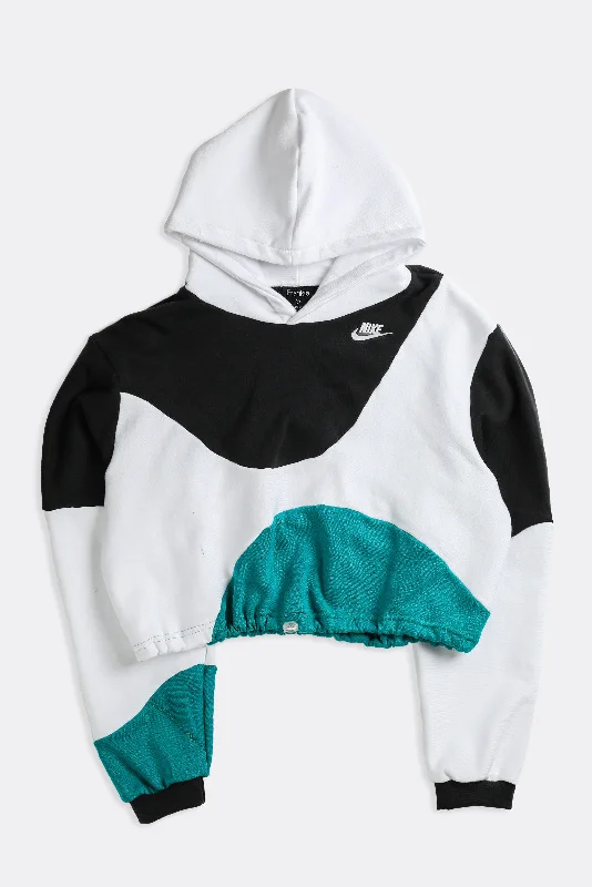 Rework Nike Wave Crop Sweatshirt - M Hoodie with Contrast Stitching Detailed Premium