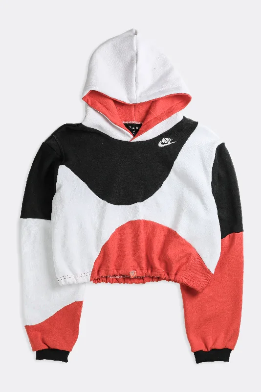 Rework Nike Wave Crop Sweatshirt - M Hoodie with Hem Ribbing Snug Secure